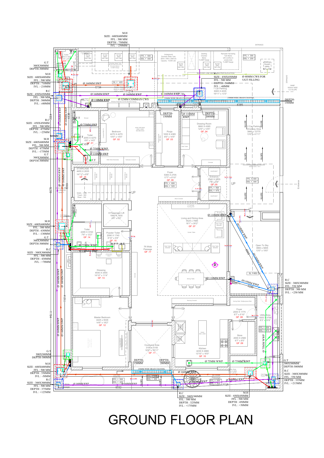 Ground Floor · Plumbing Layout