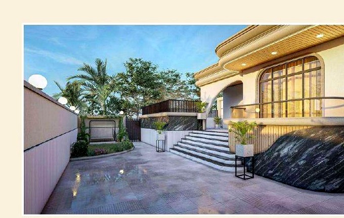 Contemporary villa · arched entry
