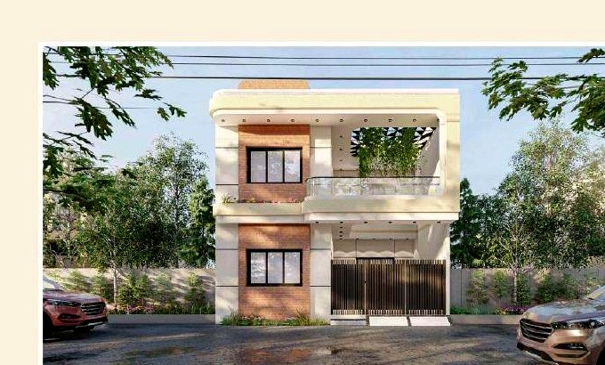 Warm terracotta 2-story