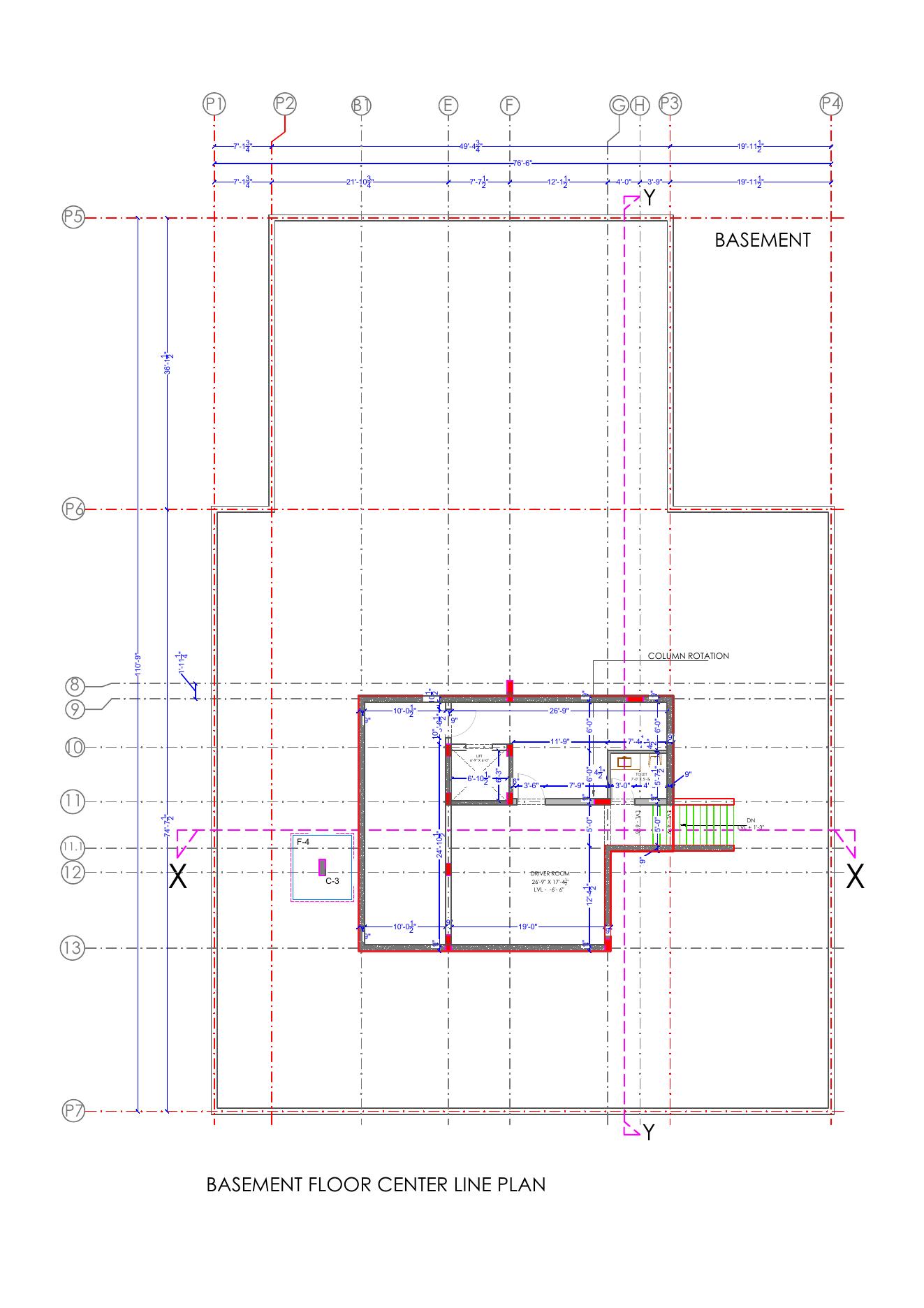 Centre-Line Plan — Basement